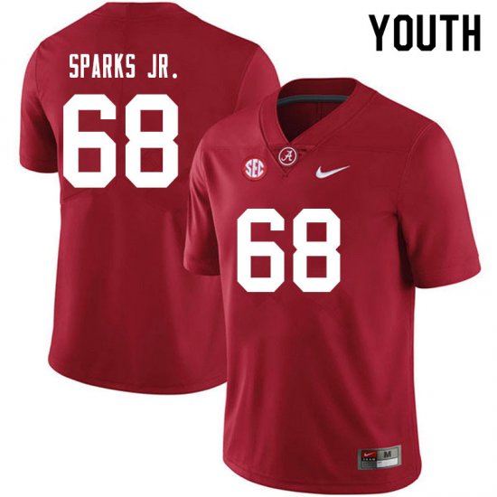 NCAA Youth Alabama Crimson Tide #68 Alajujuan Sparks Jr. Stitched College 2021 Nike Authentic Crimson Football Jersey DJ17Y48XG